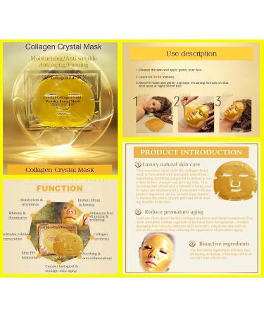 Greenlife Crystal 24K Gold Collagen face 10pcs Masks sheet - Anti Aging Wrinkles Moisturising Blemishes Firming Toning Dark Circles (10 pcs golden facial mask) - Buy Online on GoSupps.com