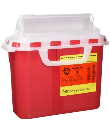 BD 5.4 Quart Red Horizontal Entry Sharps Container