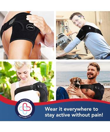 Doctor Developed Shoulder Support/Shoulder Strap/Shoulder Brace single & Doctor Written Handbook - Relief For Shoulder Injuries Arthritis Sprains & More (Black) - Buy Online on GoSupps.com