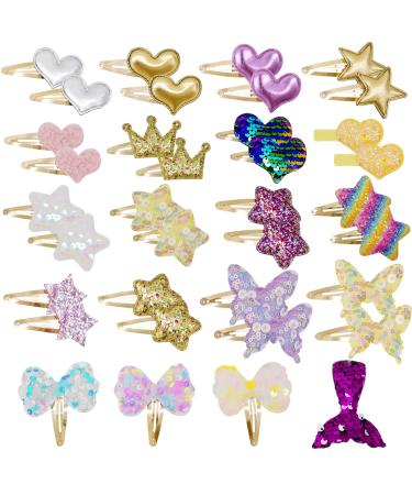 Kruce 16 pair/36 pieces of hair for girls sweet hair clips metal snap hairpins sparkling hair styling accessories for girls children