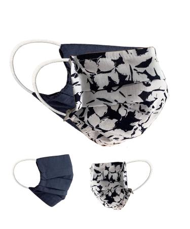 BAF Community Masks 2 via Pack Set Unisex makeshift mask Wendbar Mundschafts Mask and nose protection turning mask with motif cotton bci washable 1 piece (2-pack) Marine-2