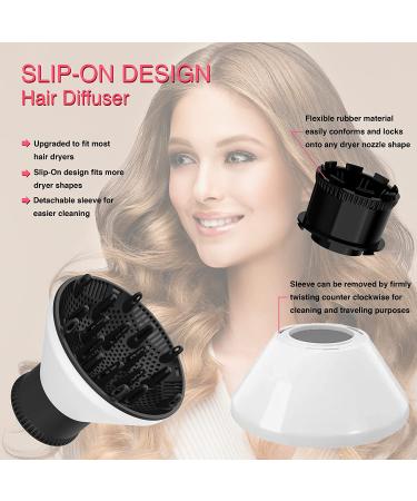 Slip-On Hair Diffuser for Curly & Wavy Hair - Fits 1-2 inch Nozzles (White) - Buy Online on GoSupps.com