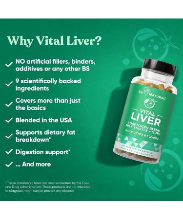 Vital Liver Cleanse Detox & Repair 9-in-1 Supplement - Milk Thistle, Artichoke, Turmeric, Adaptogens - 60 Vegetarian Capsules - Buy Online on GoSupps.com