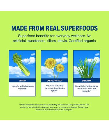 Sunwink Detox Greens Superfood Powder - Organic Gut Health & Detox Blend with Celery, Wheatgrass, Spinach, Spirulina - 20 Servings - Buy Online on GoSupps.com