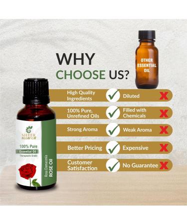 Sheer Essence Pure Essential Oils for Aromatherapy Skin Use Diffusers Candle and Soap Making 100% Undiluted & Uncut (Therapeutic Grade) - 5 ML (Rose) - Buy Online on GoSupps.com