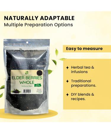 Herb To Body Organic Elderberry Dried Whole - 4oz Wildcrafted Sambucus Elderberry for Syrup, Teas, and Herbal Recipes 1 Count (Pack of 1) - Buy Online on GoSupps.com
