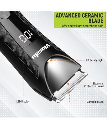 Men's Body Hair Trimmer - Electric Waterproof Groin Trimmer with LED Light & Replaceable Ceramic Blades - USB Rechargeable Male Grooming Razor - Buy Online on GoSupps.com