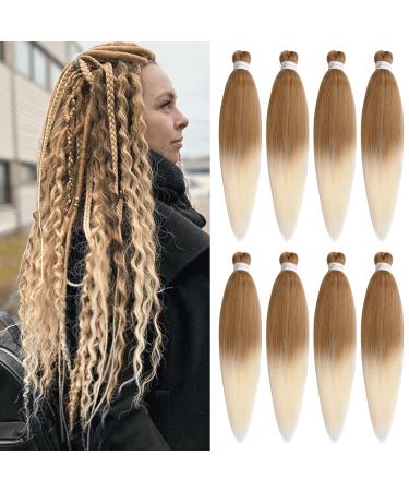 Xtrend 8 packs Ombre Blonde Braiding Hair Pre Stretched Ez Braiding Hair Soft Yaki Texture Synthetic Braiding Hair for Box Braids Hair Not Itchy Hot Water Setting Braids Hair 27613# 30 Inch (Pack of 8) 27613#