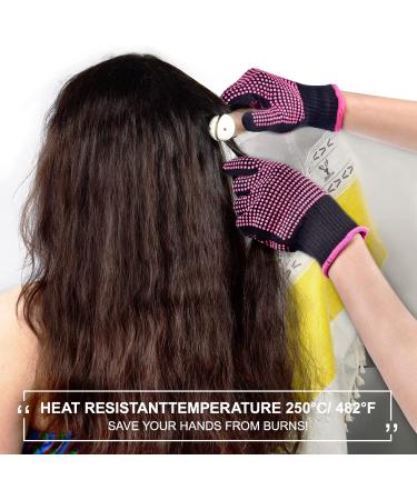 Professional Heat Resistant Gloves with Silicone Bumps - Sopito 2Pcs Heat Proof Mitts for Hair Styling Curling Iron (Pink) - Buy Online on GoSupps.com