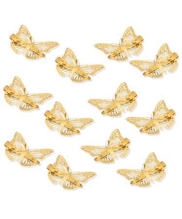 24-Piece Gold Butterfly Hair Clips for Women and Girls - Metal Hollow Hairpins in Left and Right Styles - Buy Online on GoSupps.com