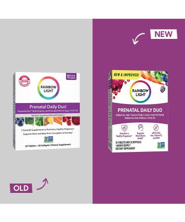 Rainbow Light Prenatal Daily Duo - Prenatal Multivitamin & DHA Softgels, 30 Tablets + 30 Softgels, 2-Pack - Buy Online on GoSupps.com