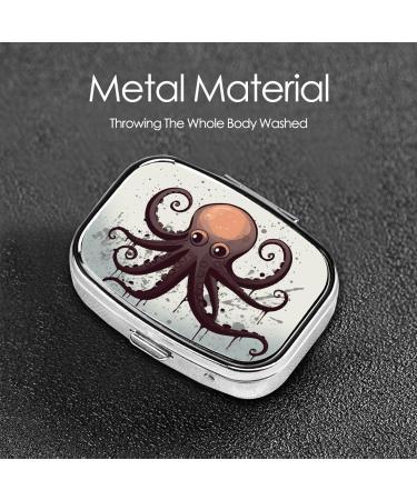 Octopus Printing 2 Compartment Small Pill Case | Cute Travel Pill Box Organizer for Purse & Pocket Gifts - Buy Online on GoSupps.com