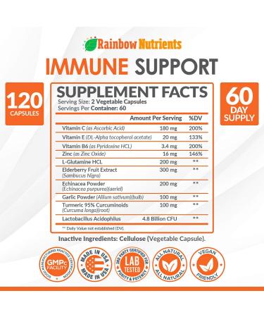 10-in-1 Immune Support Supplement with Vitamin C, Zinc, Elderberry, Echinacea, Turmeric & Probiotics - Dr. Approved Immunity Booster for Respiratory Health - Buy Online on GoSupps.com