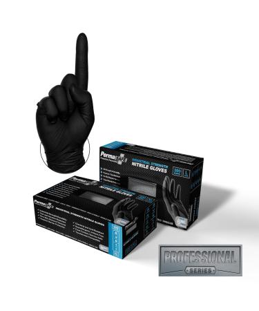 PermaSafe HD Industrial Nitrile Disposable Gloves 6+ Mil Latex Free Raised Diamond Texture Mechanic s Gloves Large Box of 100