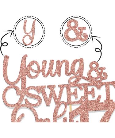 Young & Sweet Only 17 Cake Topper Happy 17th Birthday Cake Decoer I'm 17/17 Years Old Birthday Party Decorations Supplies Rose Gold Glitter - Buy Online on GoSupps.com