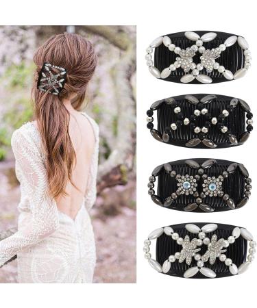 4 Pieces Magic Beads Hair Comb Hair Comb Slides Elastic Pearl Hair Combs Hair Comb for Cliping Hair Comb Elastic Beads Comb Double Clips for Women Girls Hair Accessories - Buy Online on GoSupps.com