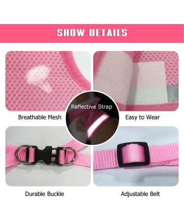 Femax Dog Harness & Linen Set - Soft Mesh Padded Reflective & Adjustable Breastware for Dogs Puppies & Cats (M Chest 35-40 cm) - Pink - Buy Online on GoSupps.com
