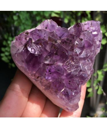 1pc Natural Amethyst Geode Quartz Cluster Crystal Heart Carving Specimen System Suitable for Home Crystal Cluster - Buy Online on GoSupps.com