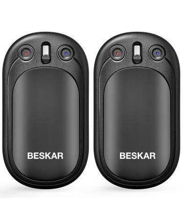 BESKAR Rechargeable Hand Warmer, USB Electric Handwarmer with Double-Sided Heating & Quick Charge, Portable Pocket Hand Warmer & Powerbank for Outdoor, Golf, Raynauds 2 Pack Black