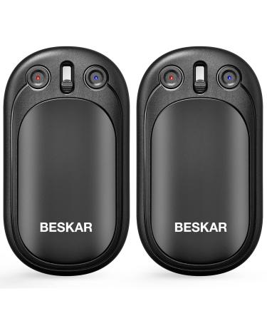 BESKAR Rechargeable Hand Warmer, USB Electric Handwarmer with Double-Sided Heating & Quick Charge, Portable Pocket Hand Warmer & Powerbank for Outdoor, Golf, Raynauds 2 Pack Black