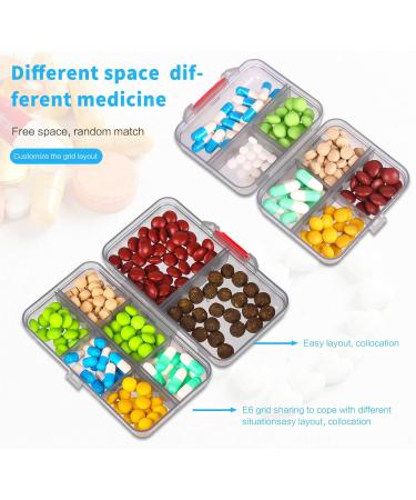 2 Pack Travel Pill Organizer - Portable Medication & Supplement Case - Moistureproof 7+8 Compartment Pill Box for Pocket or Purse (Large & Small Black - Buy Online on GoSupps.com