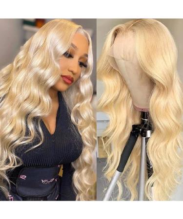 Blonde 613 Lace Front Wigs Human Hair Blonde Body Wave Lace Frontal Wigs 13x4 Blonde Lace Front Wigs Pre Plucked Hairline with Baby Hair 613 body wave Blonde Lace Frontal Wig 30 inch 30 Inch 13*4 blonde lace front wig