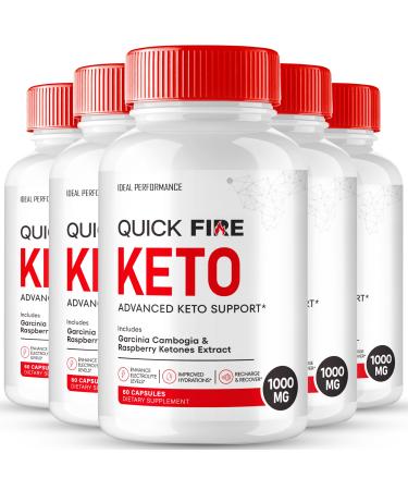 Quick Fire Keto Capsules QuickFire Advanced Formula Supplement Pills - Maximum Strength Quick Fire Health and Wellness Capsules All Natural Keto Pills QuickFire Keto Reviews (5 Pack)