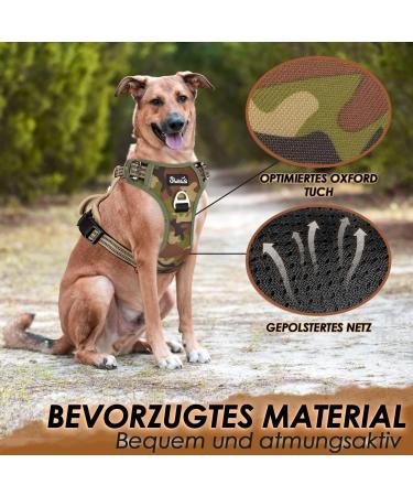 Eyin Small Dog Harness - Adjustable Breathable Reflective Padded with Handle - Camouflage Green for Daily Training (Neck 32-46cm Chest 35-63cm) - Buy Online on GoSupps.com