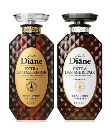 Moist Diane Hair Shampoo and Conditioner Set for Women& Men Natural Keratin Protein Haircare Japanese Hydrating Moisturizing Hair& Scalp Hair Care Set Silicone & Sulfate Free Extra Damage Repair