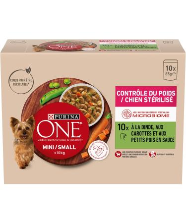 PURINA ONE Mini/Small 10kg Weight Control | Rich in Turkey With Rice | Shredded in Gravy for Small Adult Dogs | 10x85g Meal Sachet - Buy Online on GoSupps.com