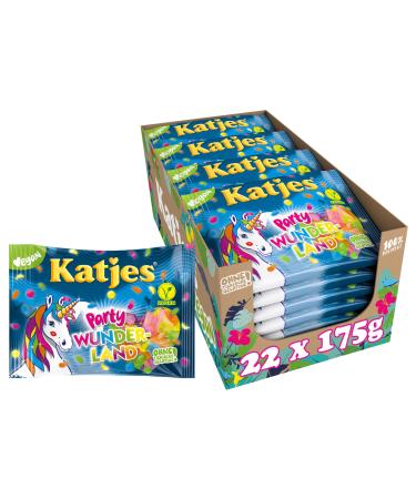 Katjes Party Wunderland storage pack-fruit gum storage box in magical shapes and colors fruity mix in different flavors vegan 22 x 175 g