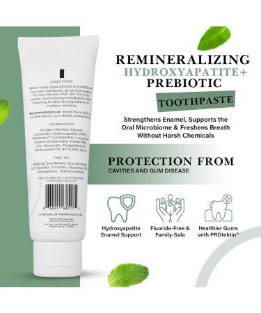 Hydroxyapatite Toothpaste Fluoride-Free Remineralizing Formula with PROtektin Supports Enamel Strength Oral Microbiome & Gum Health Mint 4 oz - Buy Online on GoSupps.com