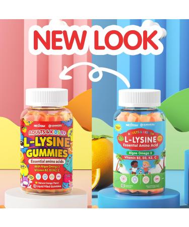 L-Lysine Gummies 500/1000mg with Algae Omega 3, Vitamin B2, D3, K2, C for Kids 9+, Teen & Adult, Lysine Supplement Support Immune, Lip & Oral, Collagen Production, Brain, Bone Health, Sugar Free 1Pack - Buy Online on GoSupps.com
