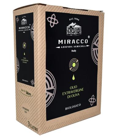 MIRACCO MIRACCO - 100% Italian Organic Calabrian Extra Virgin Olive Oil - Cold Extracted Bag in Box 3 Lt.