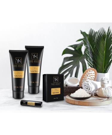 Premium Sandalwood Amber Bath and Body Gift Set for Men - Ideal Birthday Christmas Father's Day Gifts | Relaxing Spa Kit in Deluxe Toiletry Bag - Buy Online on GoSupps.com