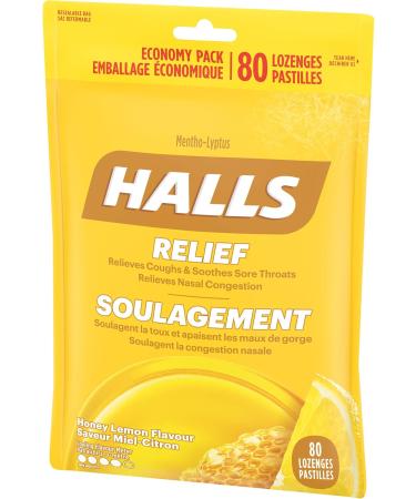 HALLS Triple Soothing Action Cough Drops Honey Lemon 1 Resealable Bag (80 Drops Total) & Mentho-Lyptus Extra Strong Bag 30 Lozenges Honey Lemon Drops+Extra Strong Bag - Buy Online on GoSupps.com