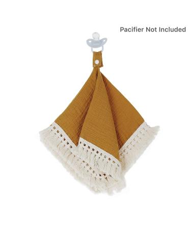 Doodalou Muslin Boho Baby Pacifier Blanket in Mustard - Soft and Stylish - Buy Online on GoSupps.com