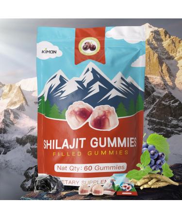 KIMON Himalayan Shilajit Gummies - Grape Flavor Natural Shilajit Gummies for Men & Women Energy Booster with Ashwagandha and 85+ Minerals 60 Gummies