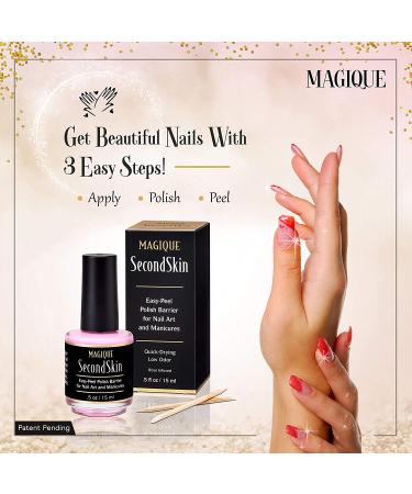 Magique SecondSkin Simply Peel Liquid Latex for Nails - Nail Polish Protector - Peel Away Liquid Tape - Nail Latex Peel Off - 0.5 Fl Oz - Buy Online on GoSupps.com