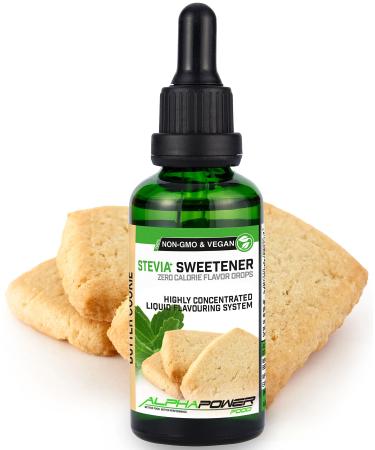 Alphapower Food |Stevia sugar -free flavor drops butter biscuit |100% natural liquid aroma + sugar substitute for water muesli desserts smoothies natural butter biscuit aroma 50.00 ml - Buy Online on GoSupps.com