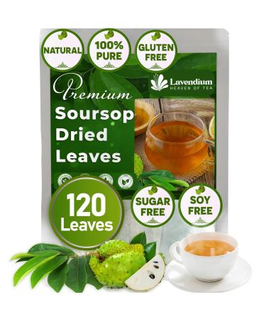Lavendium 120+ Premium Soursop Graviola Dried Leaves 120-140 Natural Leaves Whole Soursop Leaves Wildcrafted Graviola Soursop Hoja Guanabana Soursop Loose Leaf Herbal Tea No Gluten Vegan Soursop Leaves 120 Bags