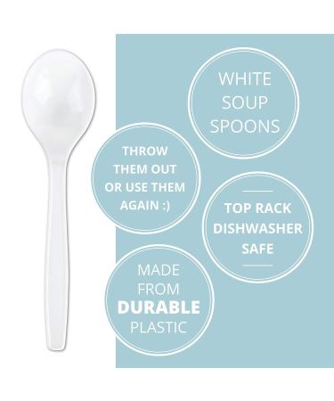 Plasticpro Disposable White Soup Spoons - Pack of 50 Heavyweight Utensils - Buy Online on GoSupps.com