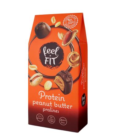 Feel FIT Protein Peanut Butter Pralines in high-quality milk chocolate no added sugar 17% protein gluten-free 66 g (1 pack) - Buy Online on GoSupps.com