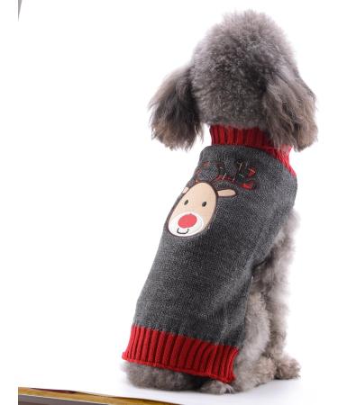 Christmas Dog Sweater | Warm Turtleneck Knitwear for Dogs | Gray Reindeer XL | Perfect Holiday Gift for Puppies - Buy Online on GoSupps.com