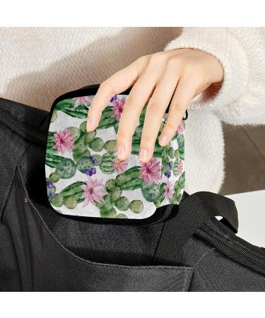 GIAPB Period Bag - Sanitary Napkin Storage and Makeup Pouch Watercolor Plant Flower Design - Buy Online on GoSupps.com