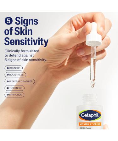 Cetaphil Vitamin C Serum Visibly Reduces Look of Dark Spots and Hyperpigmentation Formulated with Niacinamide Designed for Sensitive Skin Fragrance Free Dermatologist Tested 1oz - Buy Online on GoSupps.com