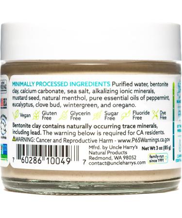 Uncle Harry's Peppermint Remineralizing Toothpaste | Vegan & Fluoride Free | Freshens Breath, Whitens Teeth & Strengthens Enamel | 3 oz - Buy Online on GoSupps.com