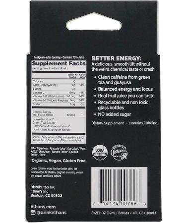 Ethan's Organic Pineapple Aloe Energy Shot Duo -Boost Your Energy with Natural Ingredients 2 FZ - Shop Internationally - Buy Online on GoSupps.com