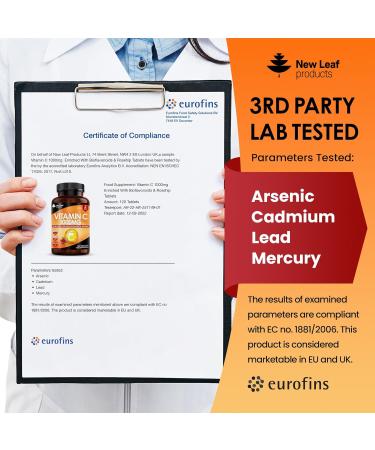 Premium 1000mg Vitamin C Tablets with Bioflavonoids & Rosehip - Vegan & Vegetarian - High Strength Ascorbic Acid - 120 Count - UK Made - Buy Online on GoSupps.com