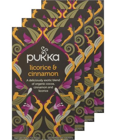 Pukka Herbs Organic Herbal Tea Box Caffeine Free - Licorice and Cinnamon - 4 Packs x 20 tea bags - 80 tea bags - Buy Online on GoSupps.com